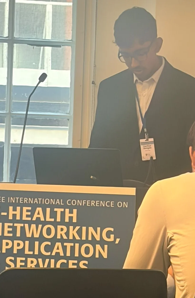 Harihar Rengan presenting the CKD paper at IEEE Healthcom 2026